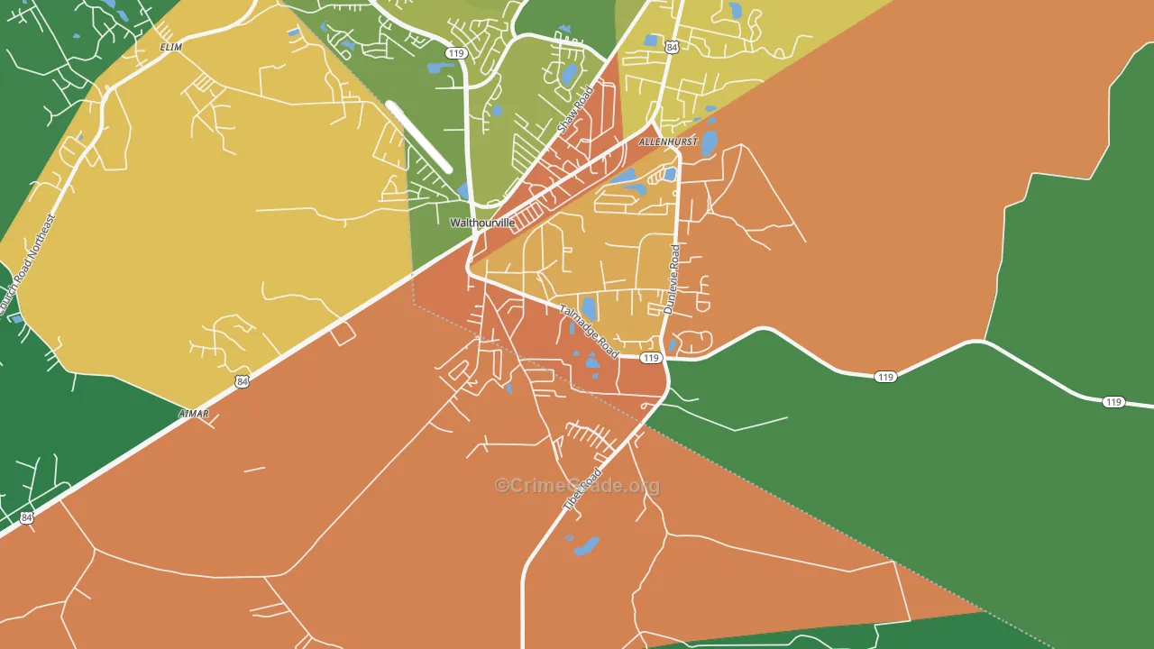 Allenhurst, GA Map of Robbery Rates