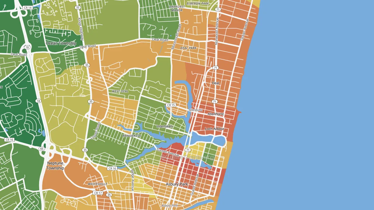 Allenhurst, NJ Map of Robbery Rates
