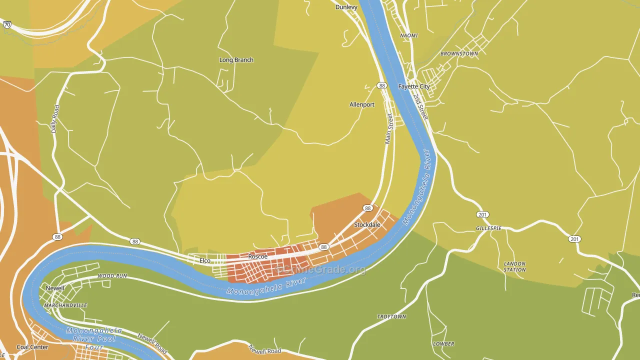 Allenport, PA Map of Robbery Rates