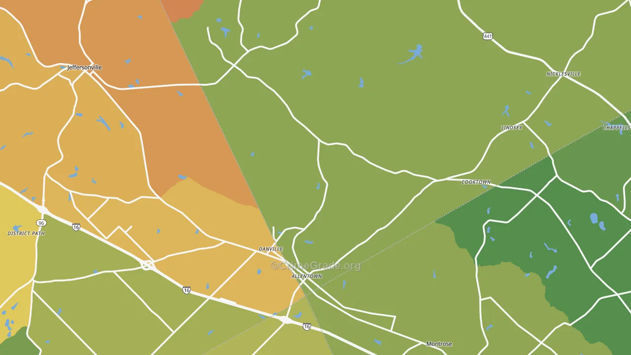 Allentown, GA Map of Robbery Rates