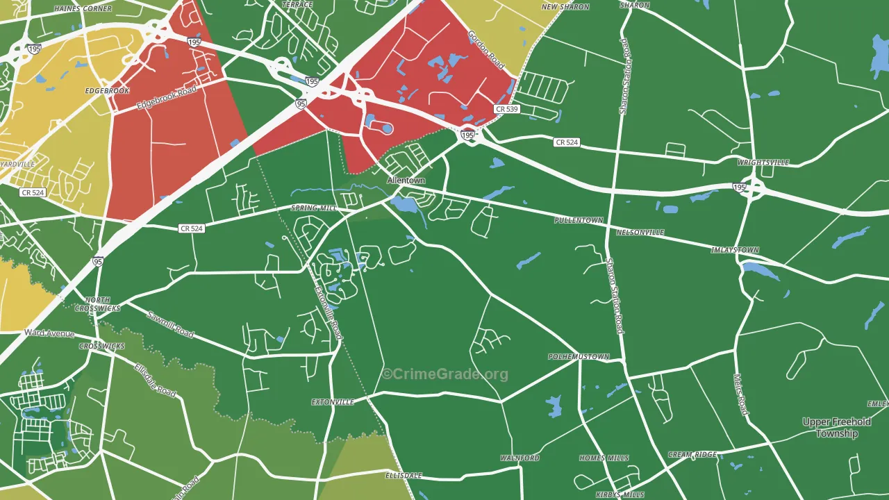 Allentown, NJ Map of Robbery Rates