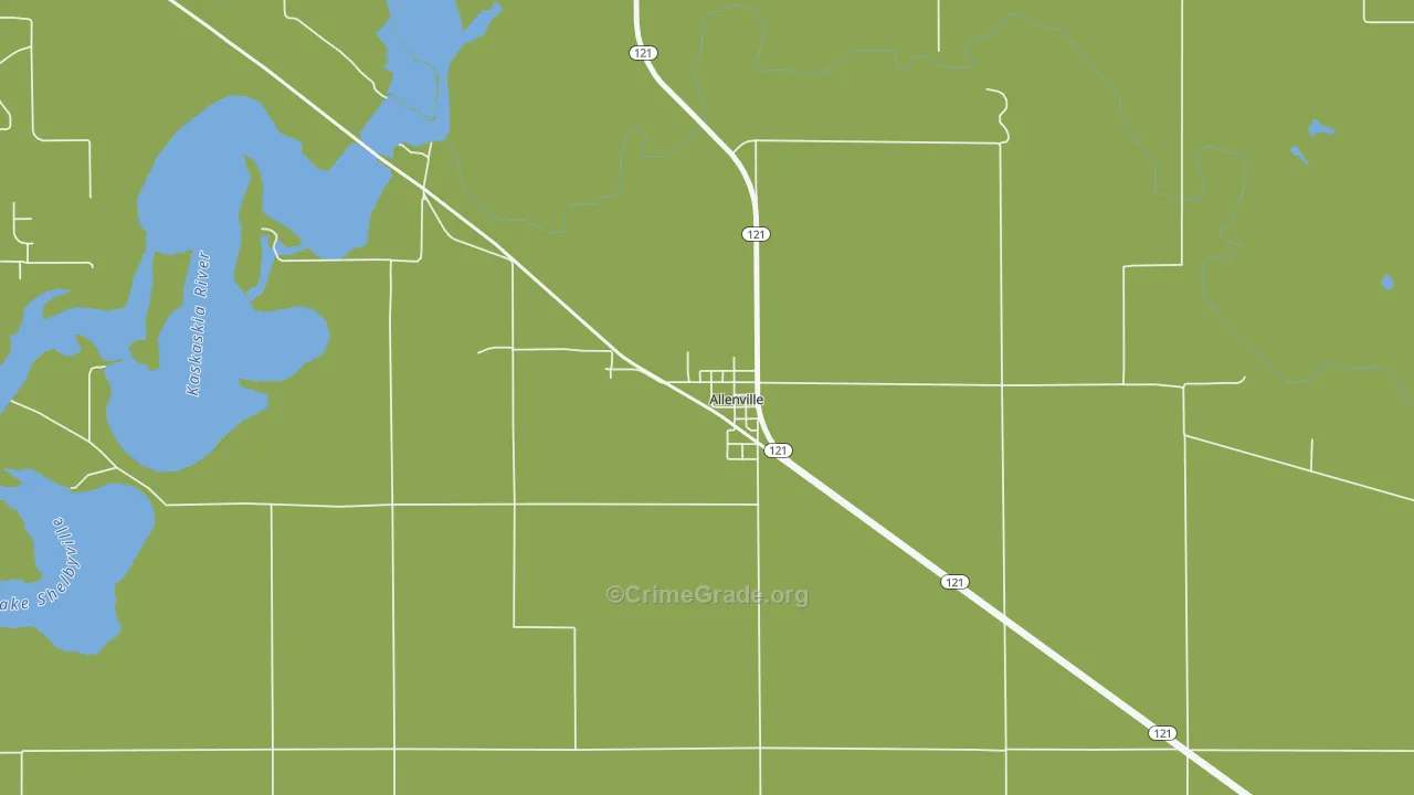Allenville, IL Map of Robbery Rates