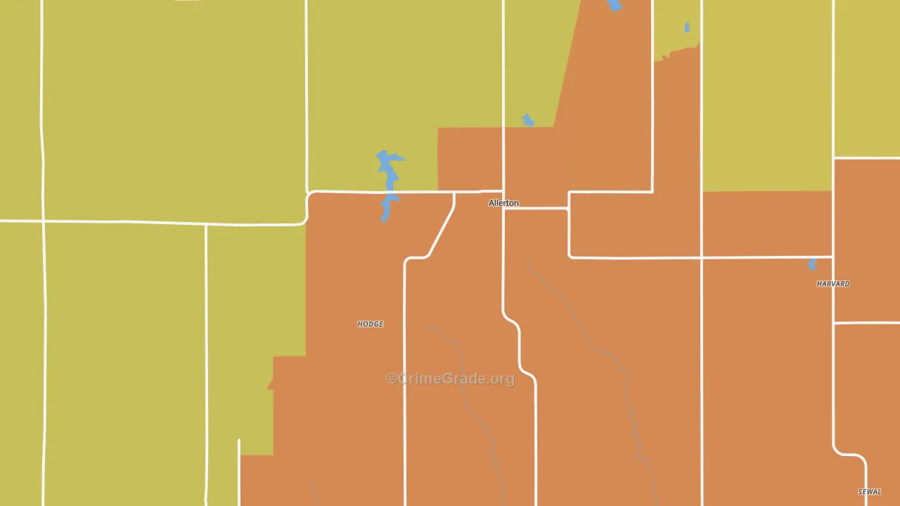 Allerton, IA Map of Robbery Rates
