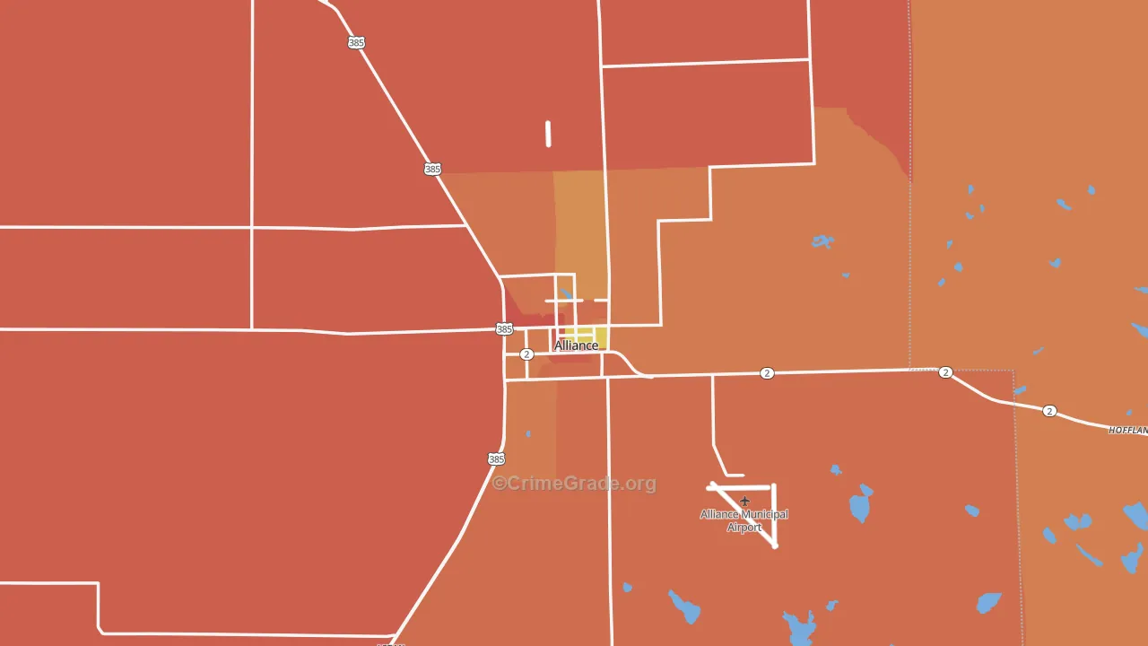 Alliance, NE Map of Robbery Rates