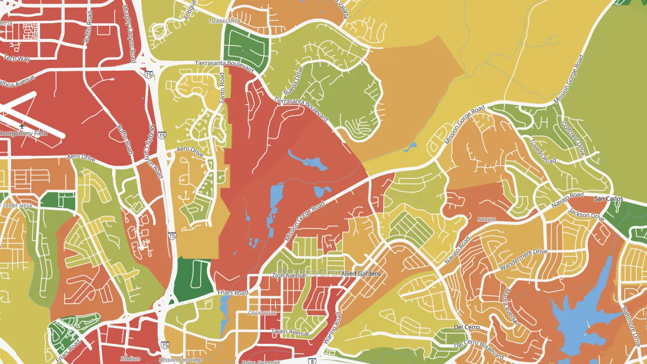 Allied Gardens, San Diego, CA Map of Robbery Rates