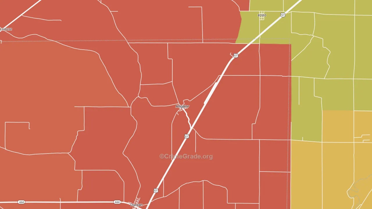 Alligator, MS Map of Robbery Rates