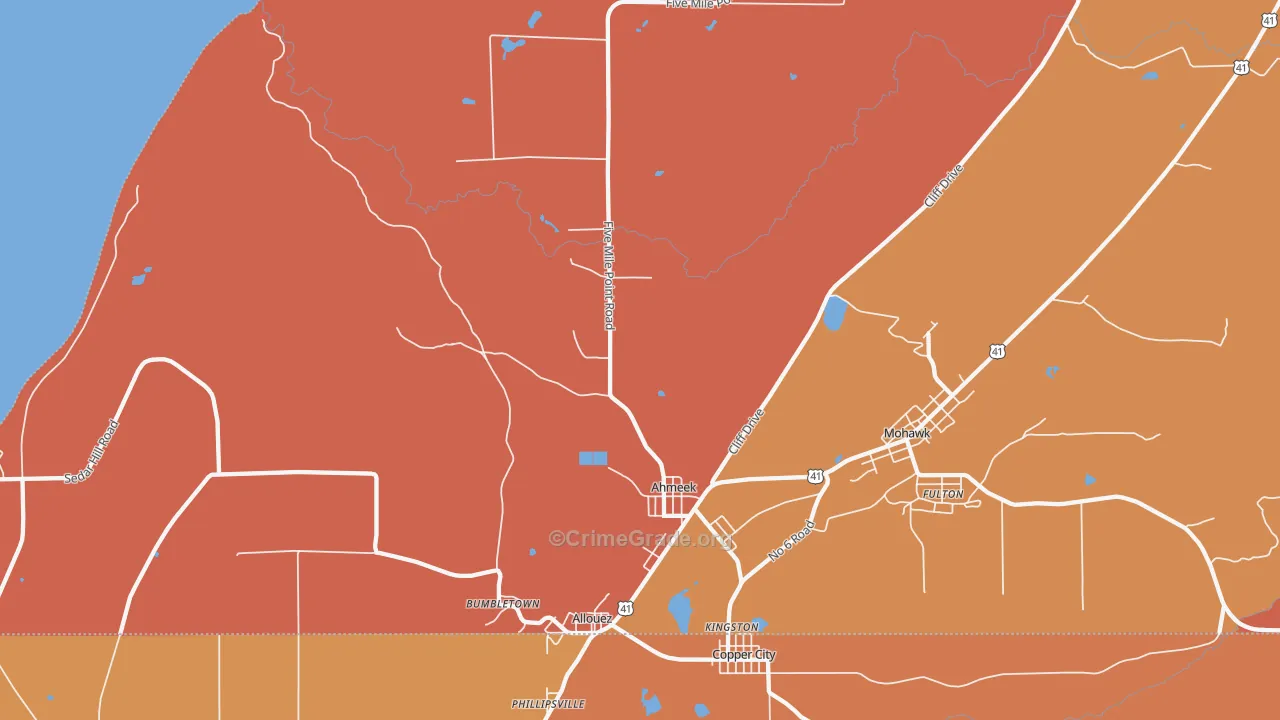 Allouez, MI Map of Robbery Rates