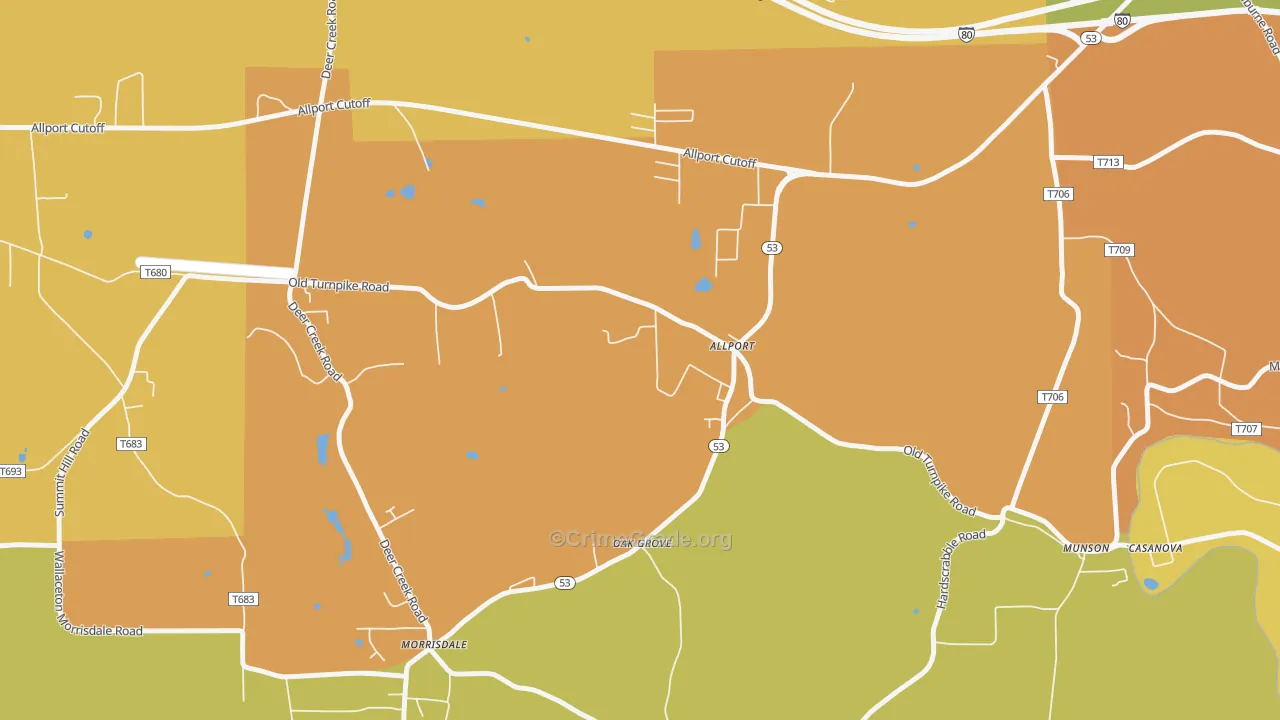 Allport, PA Map of Robbery Rates