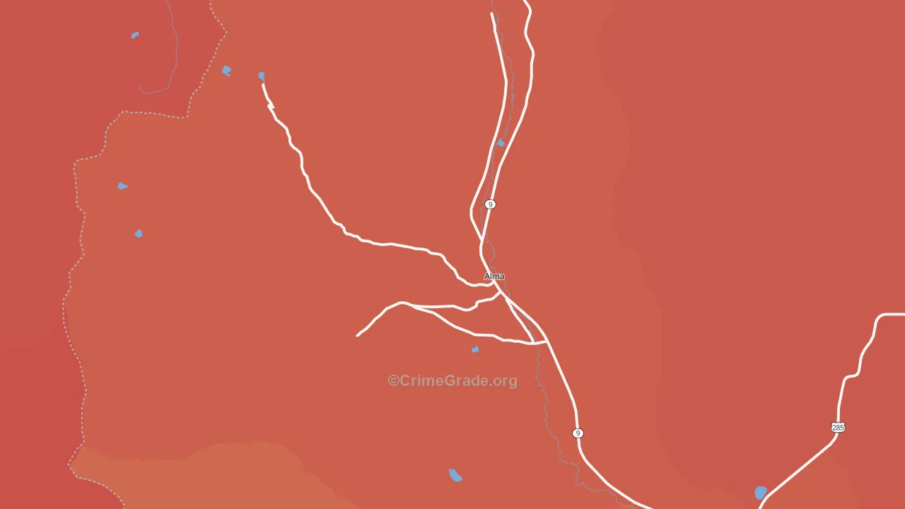 Alma, CO Map of Robbery Rates