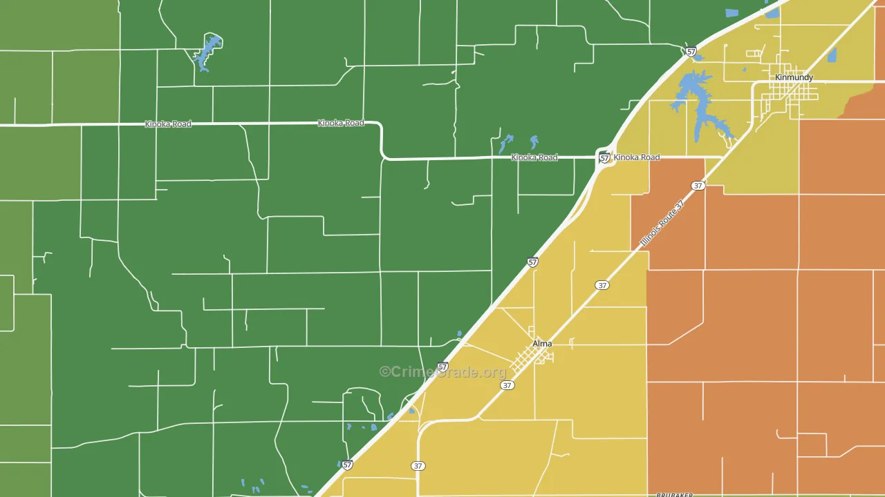 Alma, IL Map of Robbery Rates