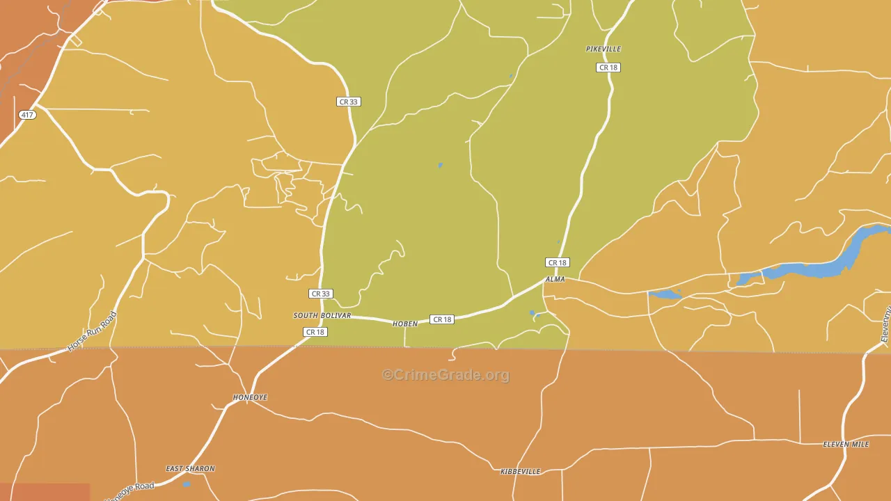 Alma, NY Map of Robbery Rates