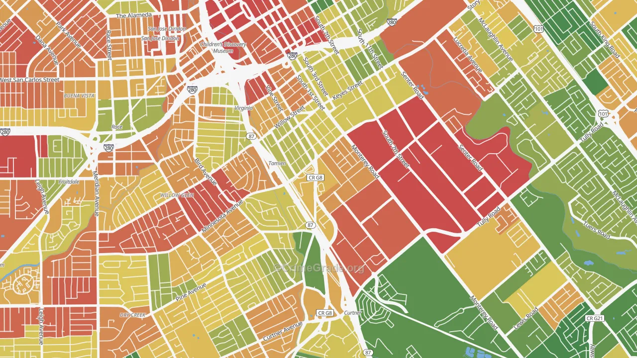 Alma, San Jose, CA Map of Robbery Rates