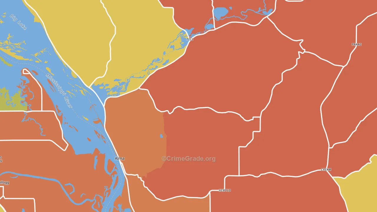 Alma, WI Map of Robbery Rates