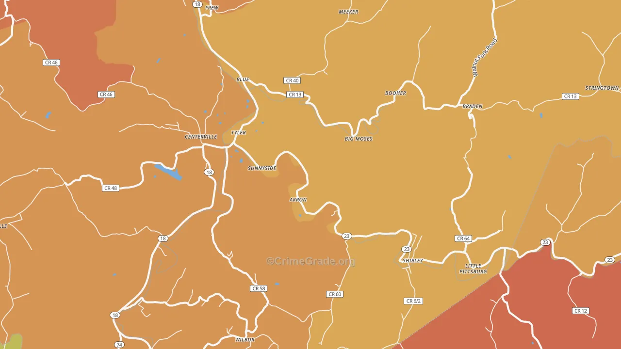 Alma, WV Map of Robbery Rates