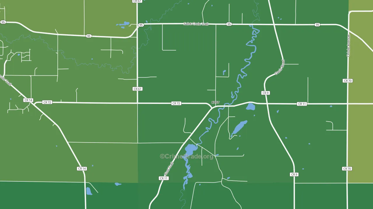 Almelund, MN Map of Robbery Rates