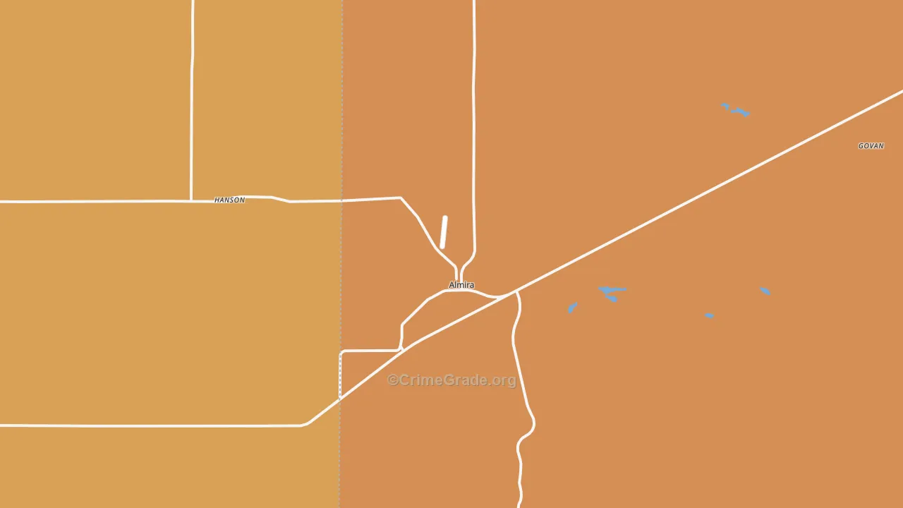 Almira, WA Map of Robbery Rates