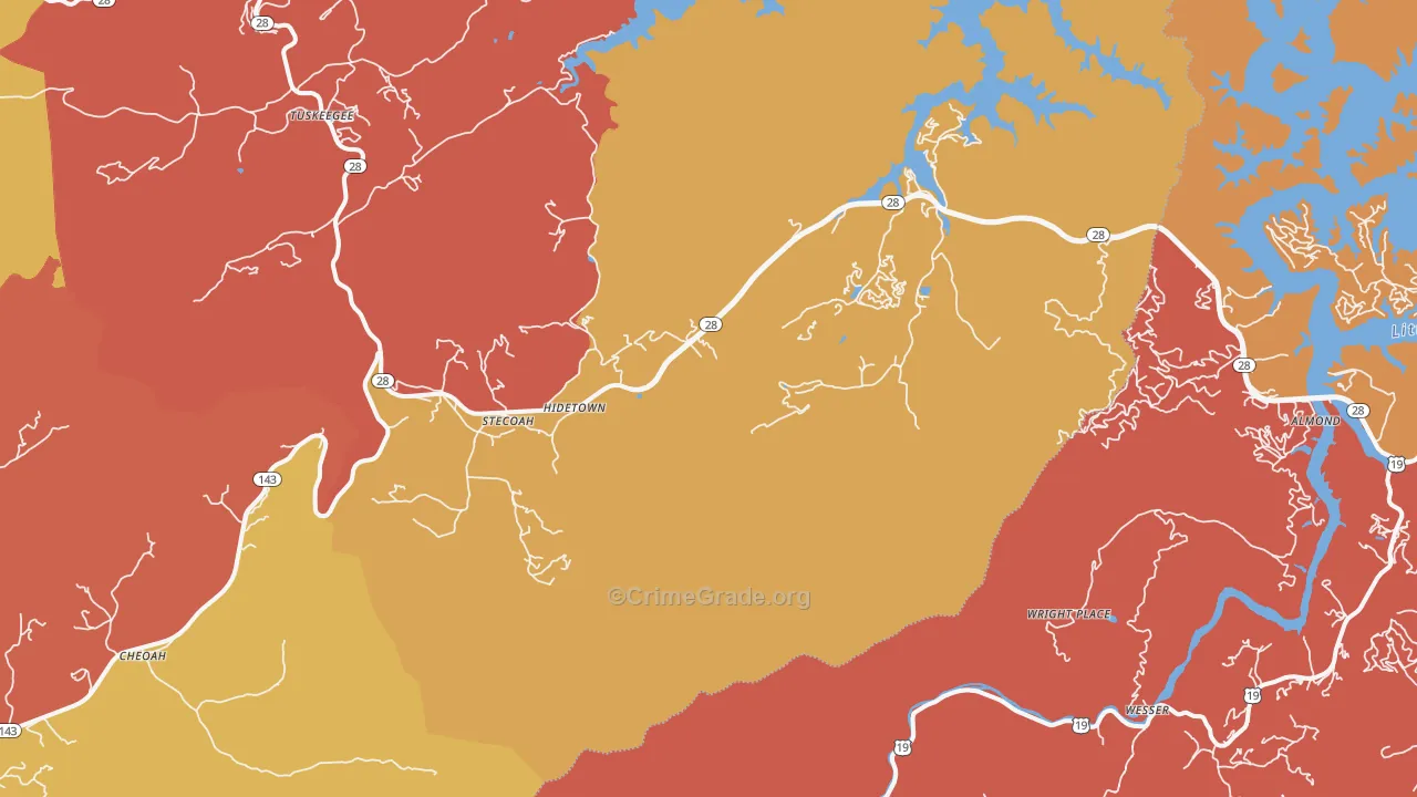 Almond, NC Map of Robbery Rates