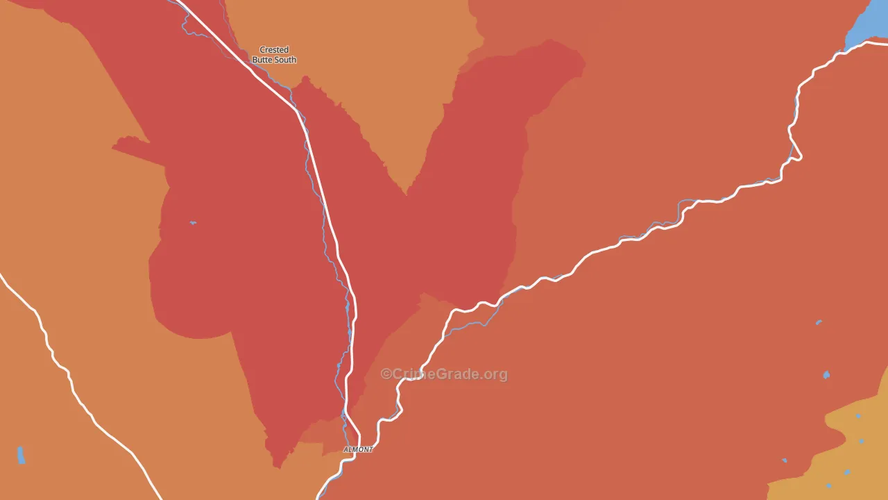 Almont, CO Map of Robbery Rates