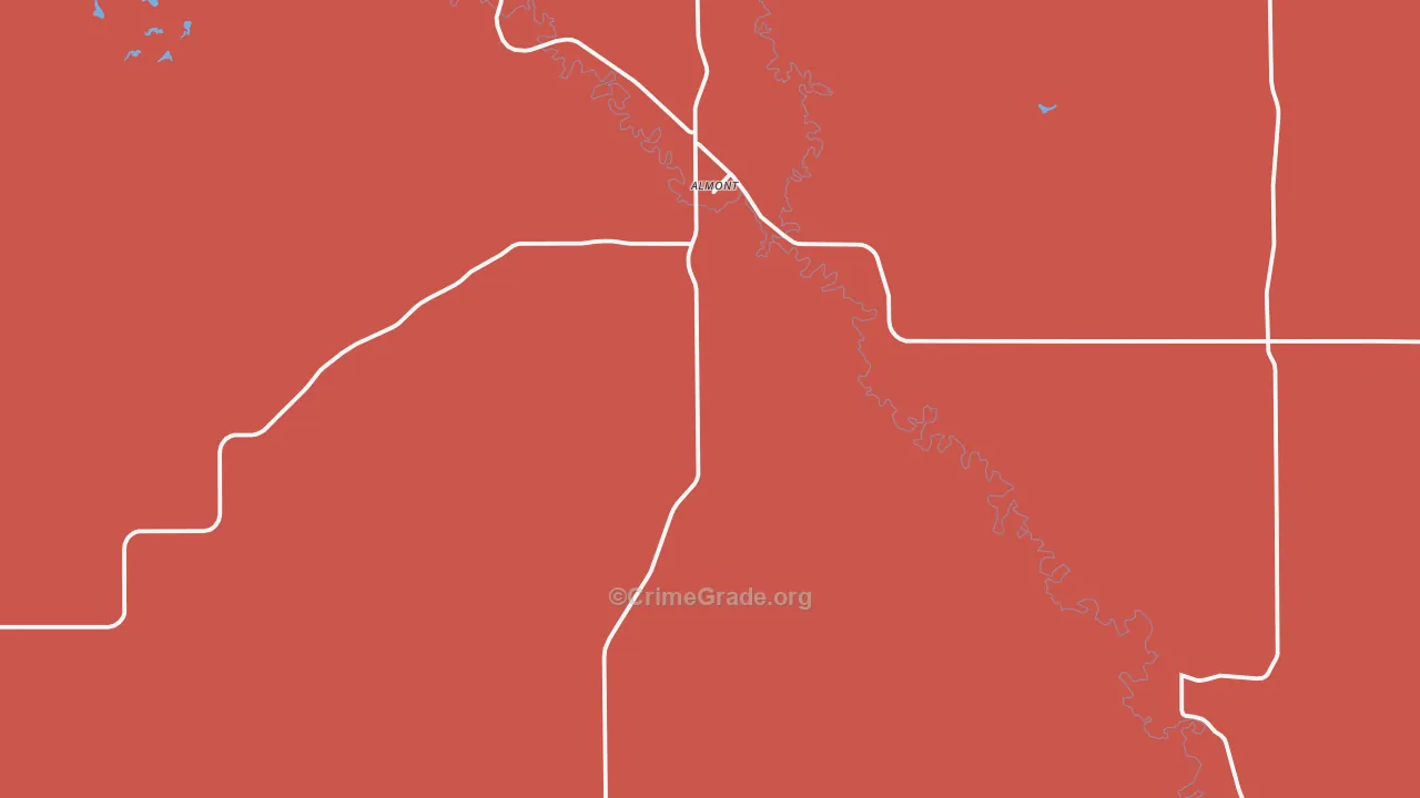 Almont, ND Map of Robbery Rates