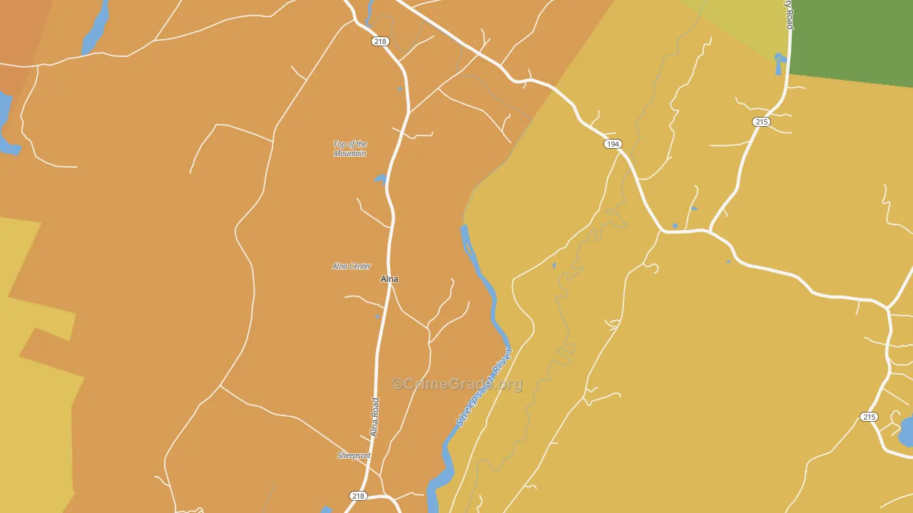 Alna, ME Map of Robbery Rates
