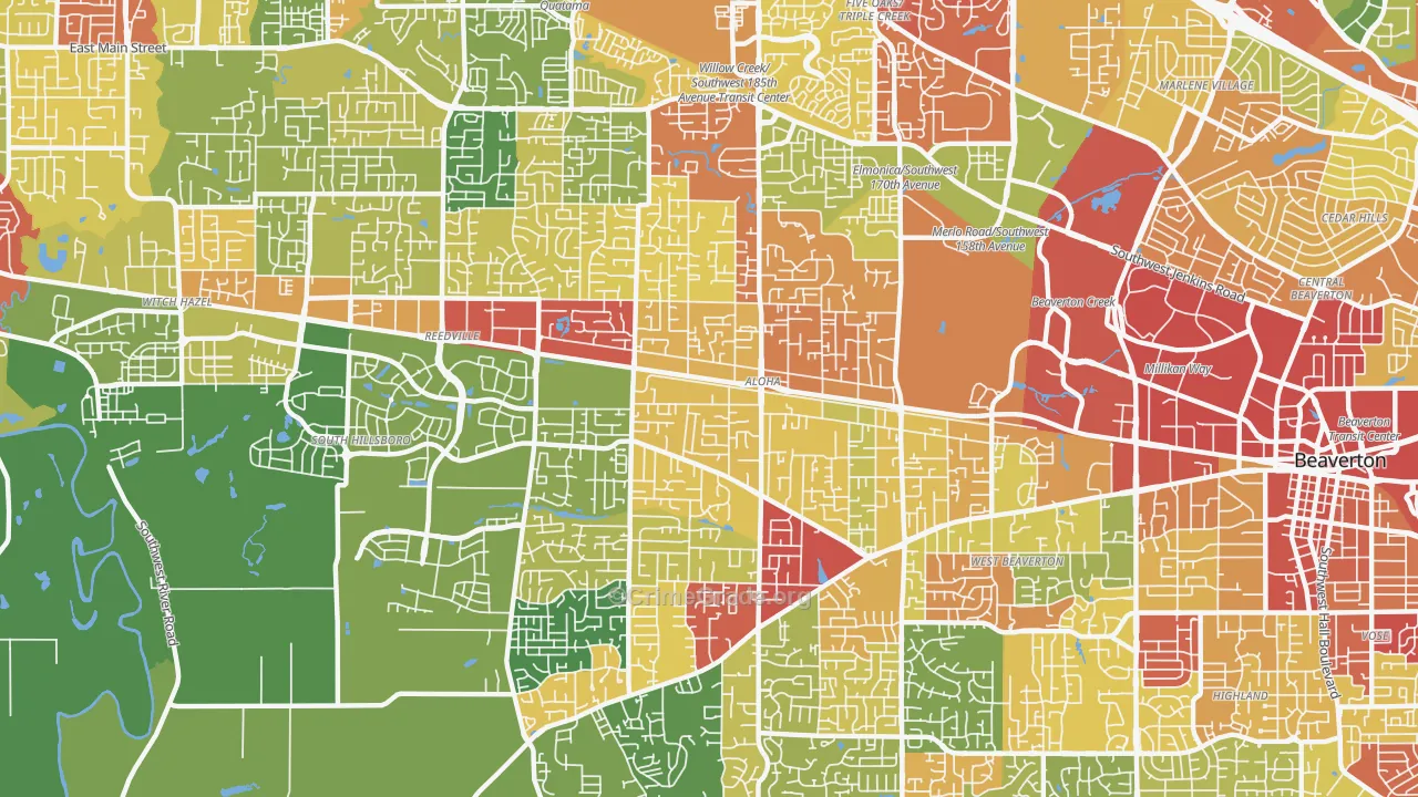 Aloha, OR Map of Robbery Rates