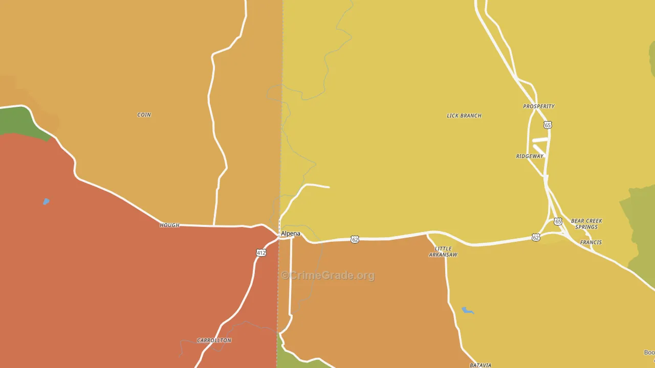 Alpena, AR Map of Robbery Rates