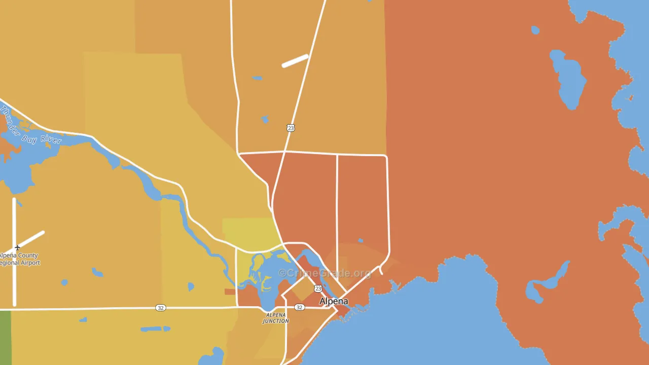 Alpena Junction, MI Map of Robbery Rates