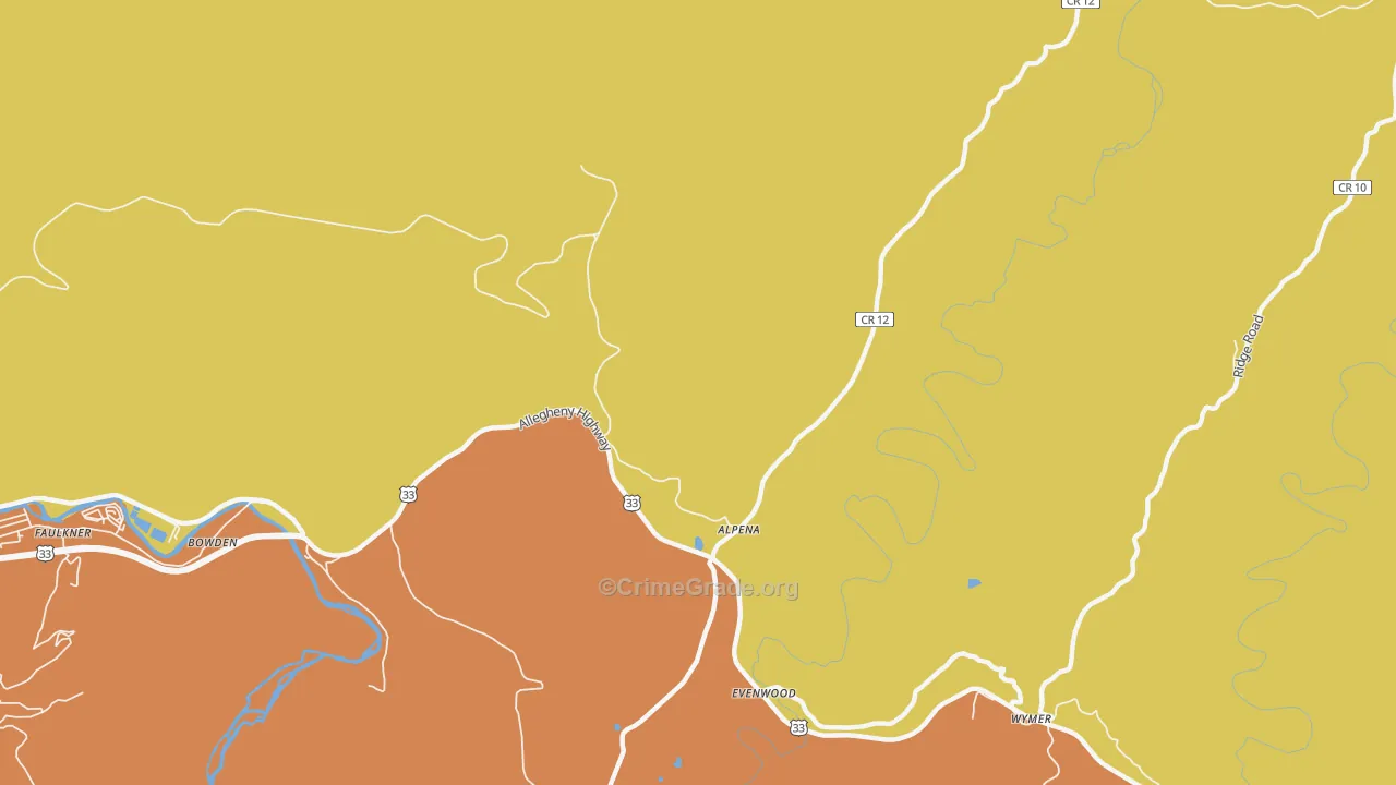 Alpena, WV Map of Robbery Rates