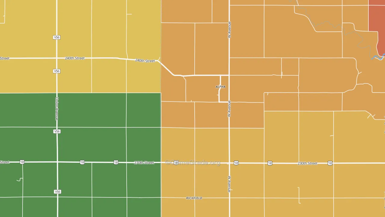 Alpha, IA Map of Robbery Rates