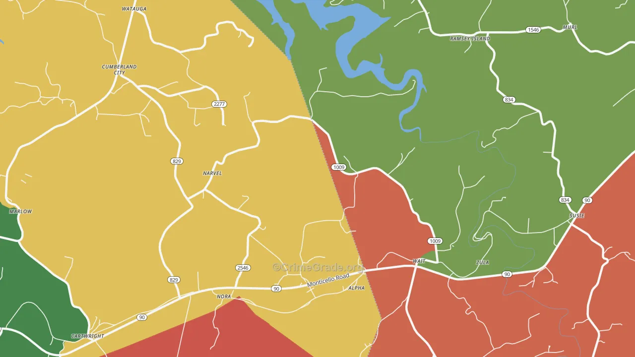 Alpha, KY Map of Robbery Rates