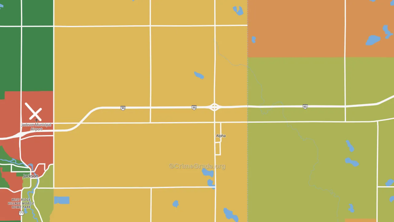 Alpha, MN Map of Robbery Rates