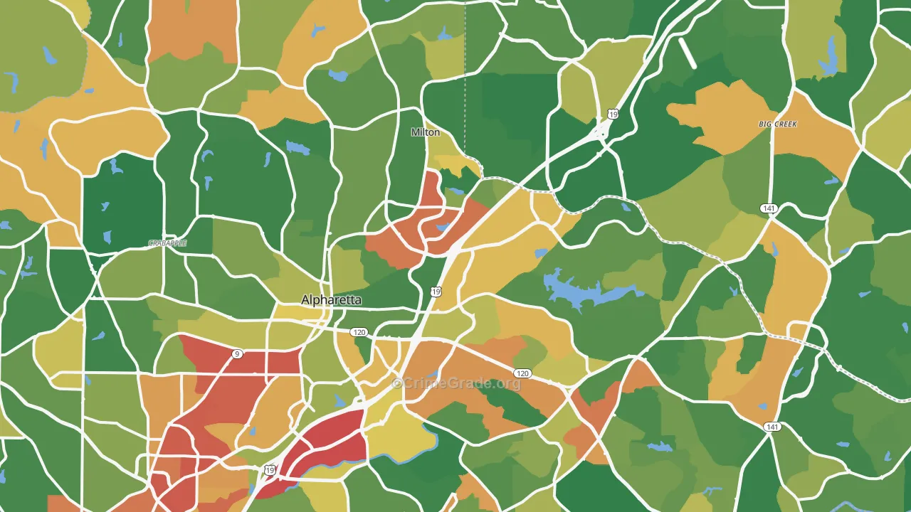Alpharetta, GA Map of Robbery Rates