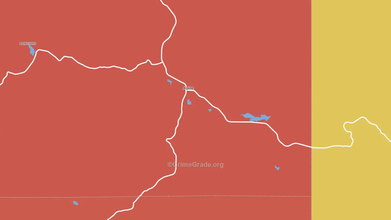 Alpine, AZ Map of Robbery Rates