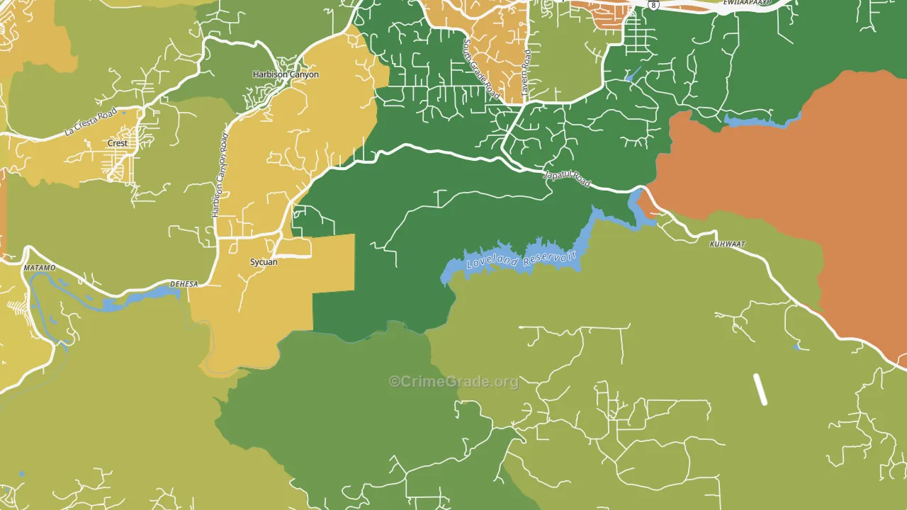 Alpine Heights, CA Map of Robbery Rates