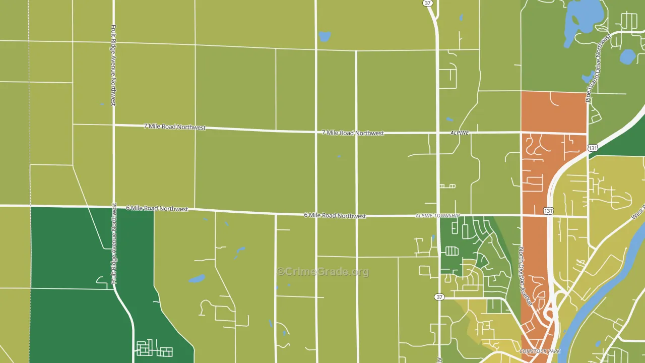 Alpine, MI Map of Robbery Rates