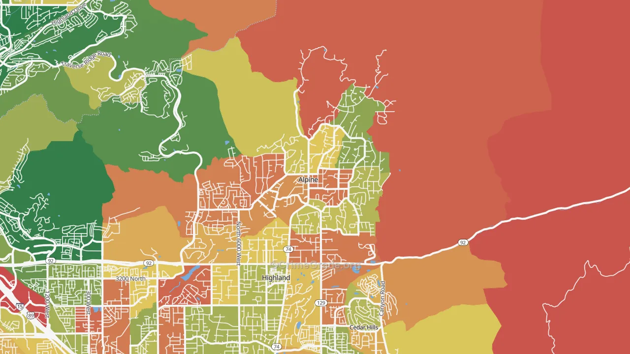 Alpine, UT Map of Robbery Rates