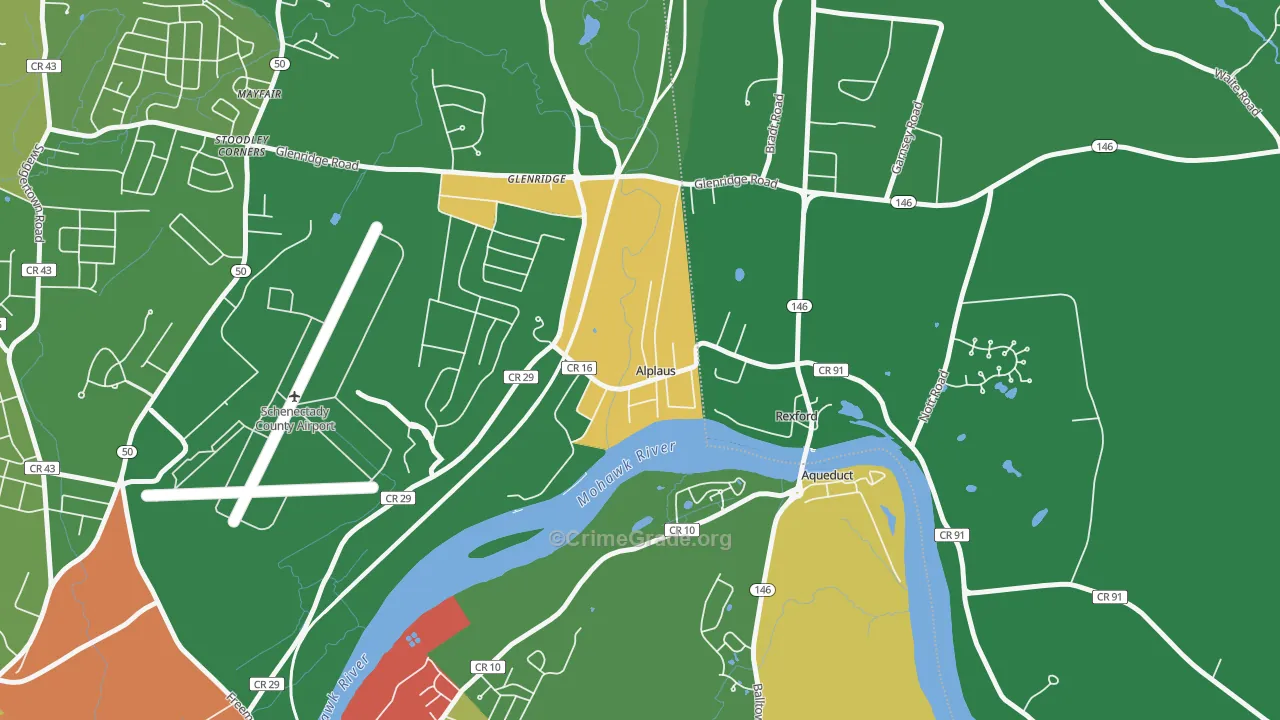 Alplaus, NY Map of Robbery Rates