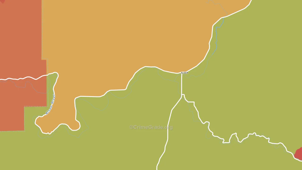 Alsea, OR Map of Robbery Rates