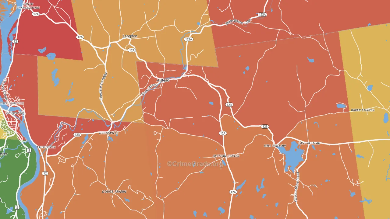Alstead, NH Map of Robbery Rates