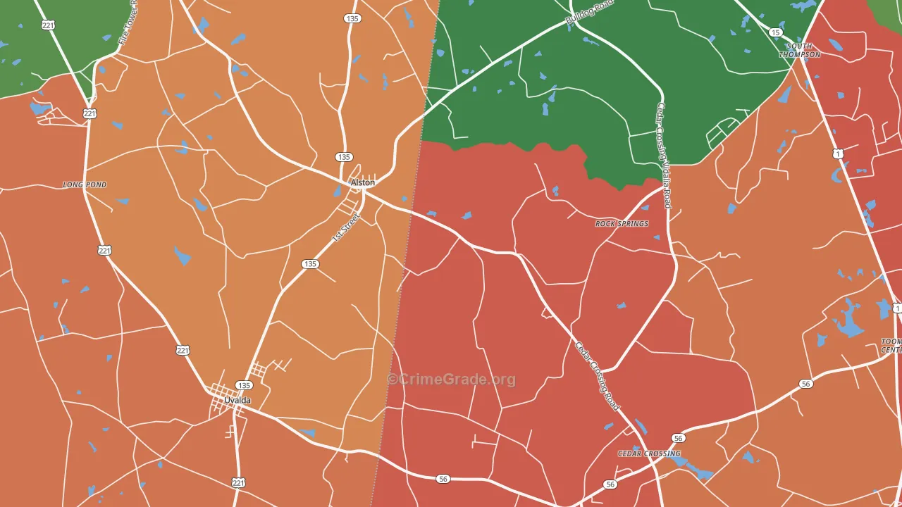 Alston, GA Map of Robbery Rates