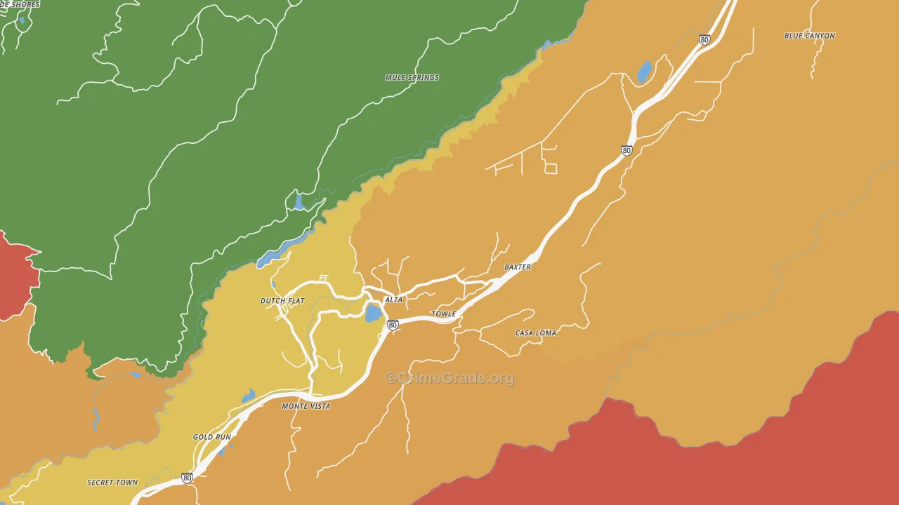 Alta, CA Map of Robbery Rates