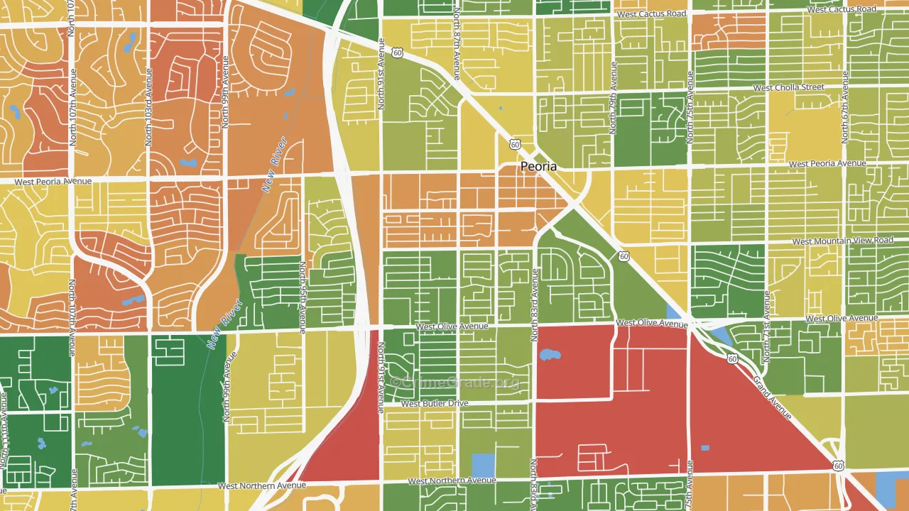 Alta Loma, Peoria, AZ Map of Robbery Rates