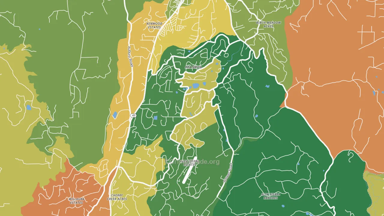 Alta Sierra, CA Map of Robbery Rates