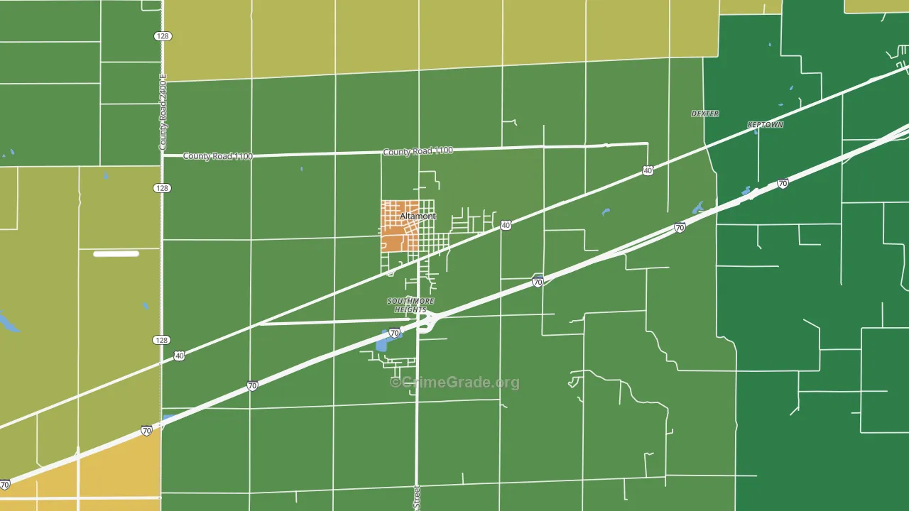 Altamont, IL Map of Robbery Rates