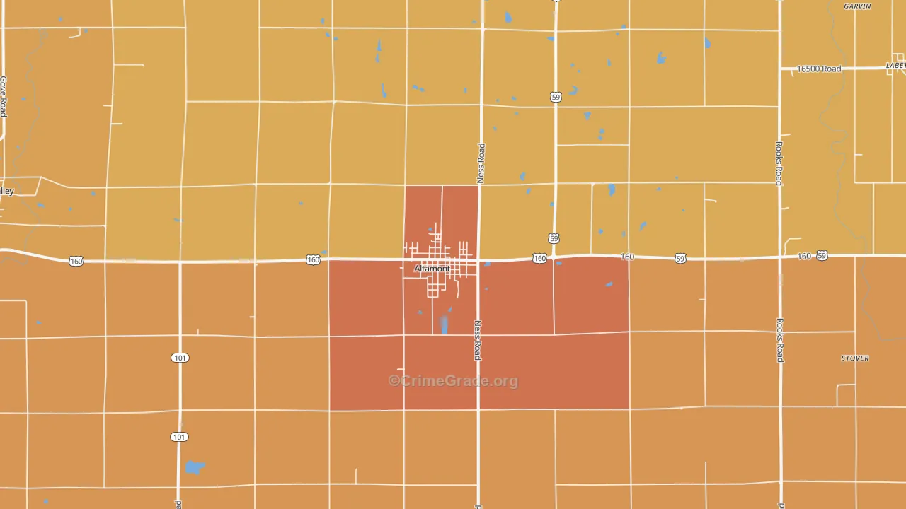 Altamont, KS Map of Robbery Rates