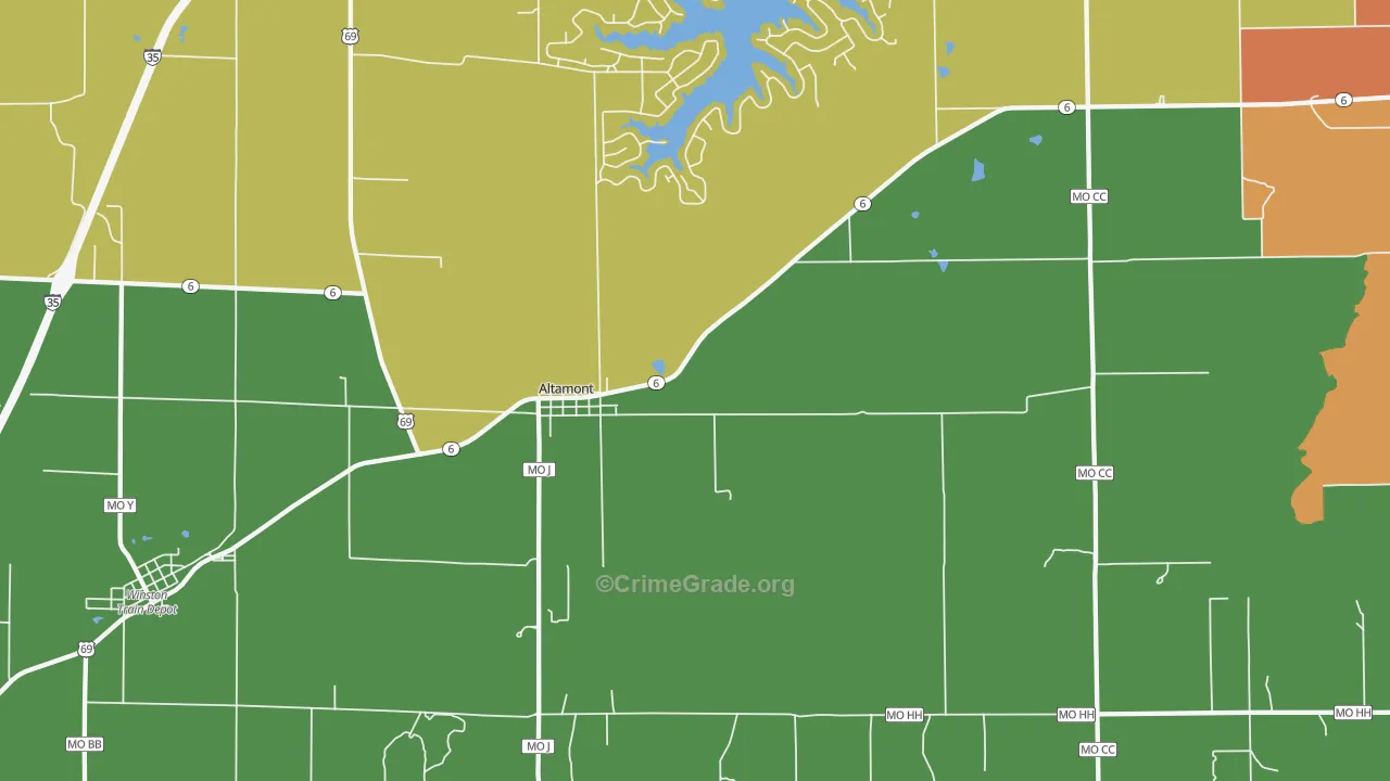 Altamont, MO Map of Robbery Rates