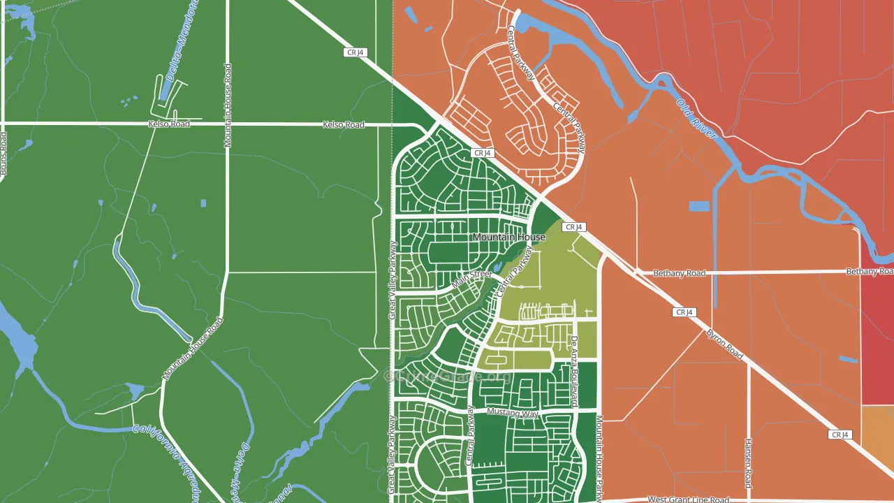 Altamont, Mountain House, CA Map of Robbery Rates