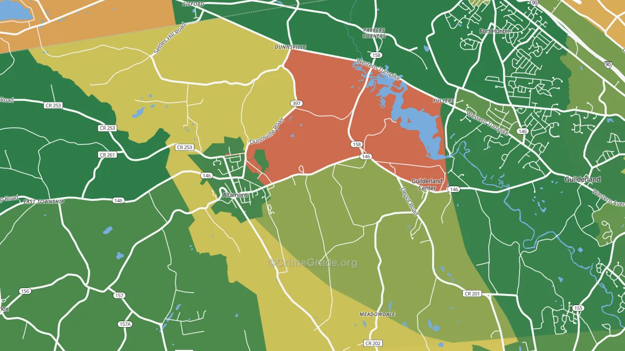 Altamont, NY Map of Robbery Rates