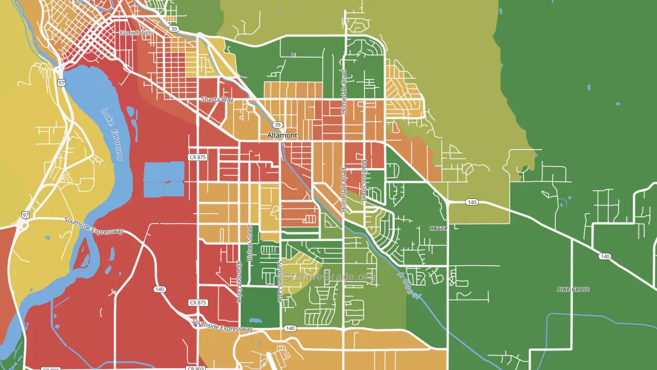 Altamont, OR Map of Robbery Rates
