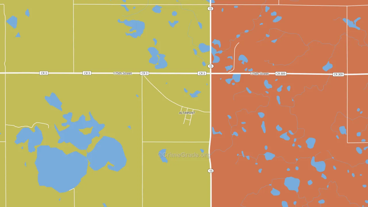 Altamont, SD Map of Robbery Rates